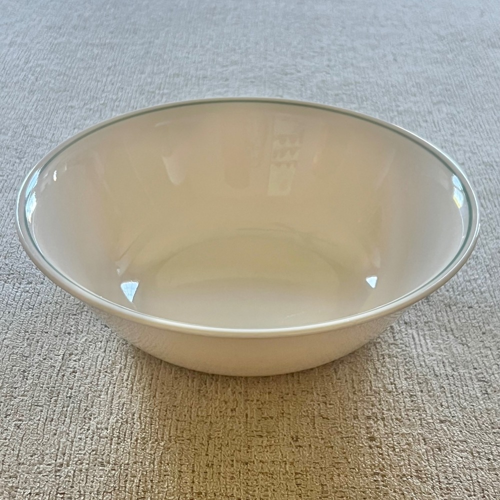 Corelle by Corning Cream w/ Green Rim Vitrelle Serving Bowl 8.5 Inch
